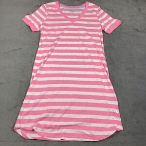 Lauren Ralph Lauren Womens Pink White Striped Cotton V-Neck Nightgown Small